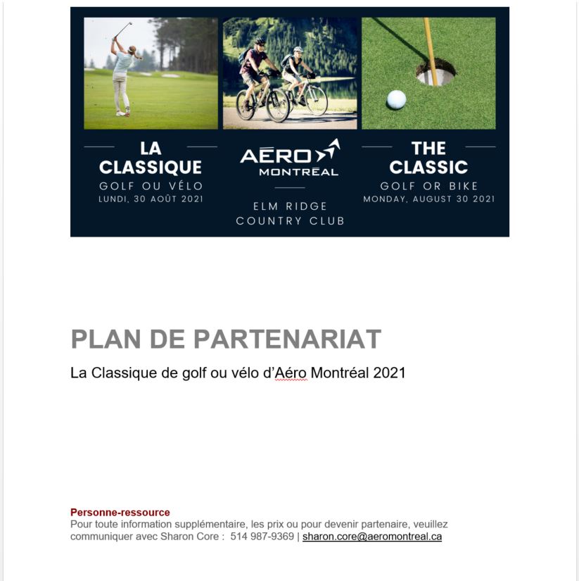 Devenir partenaire de La Classique Golf ou vélo d'Aéro Montréal